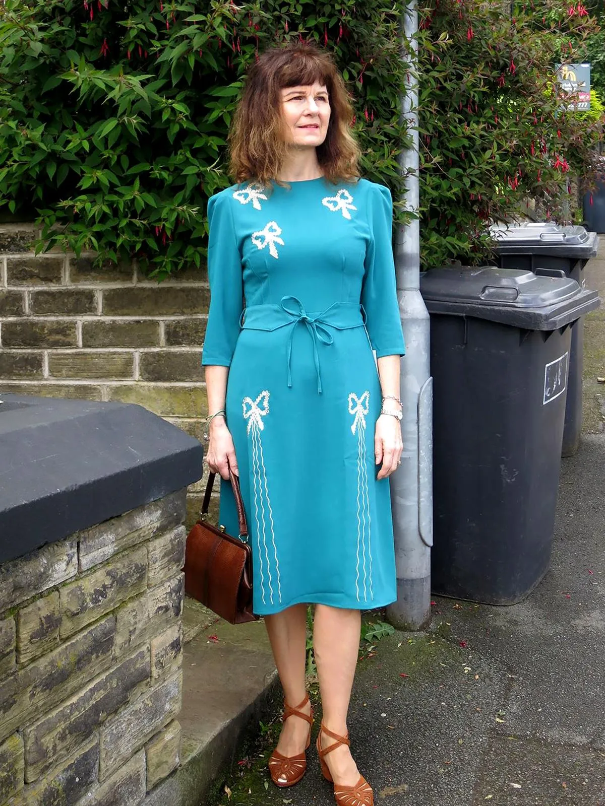 Vintage Green Beau Belle Embroidered Dress from the 1940s