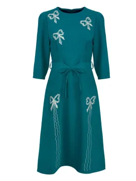 Vintage Green Beau Belle Embroidered Dress from the 1940s