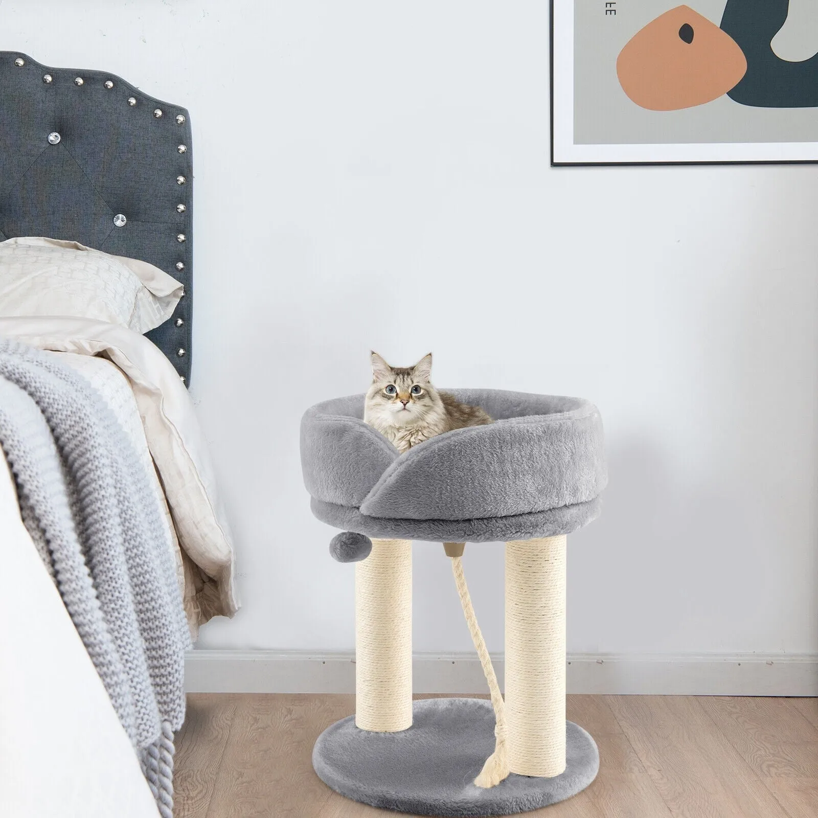 21" Cat Tree with Scratching Posts - Gray