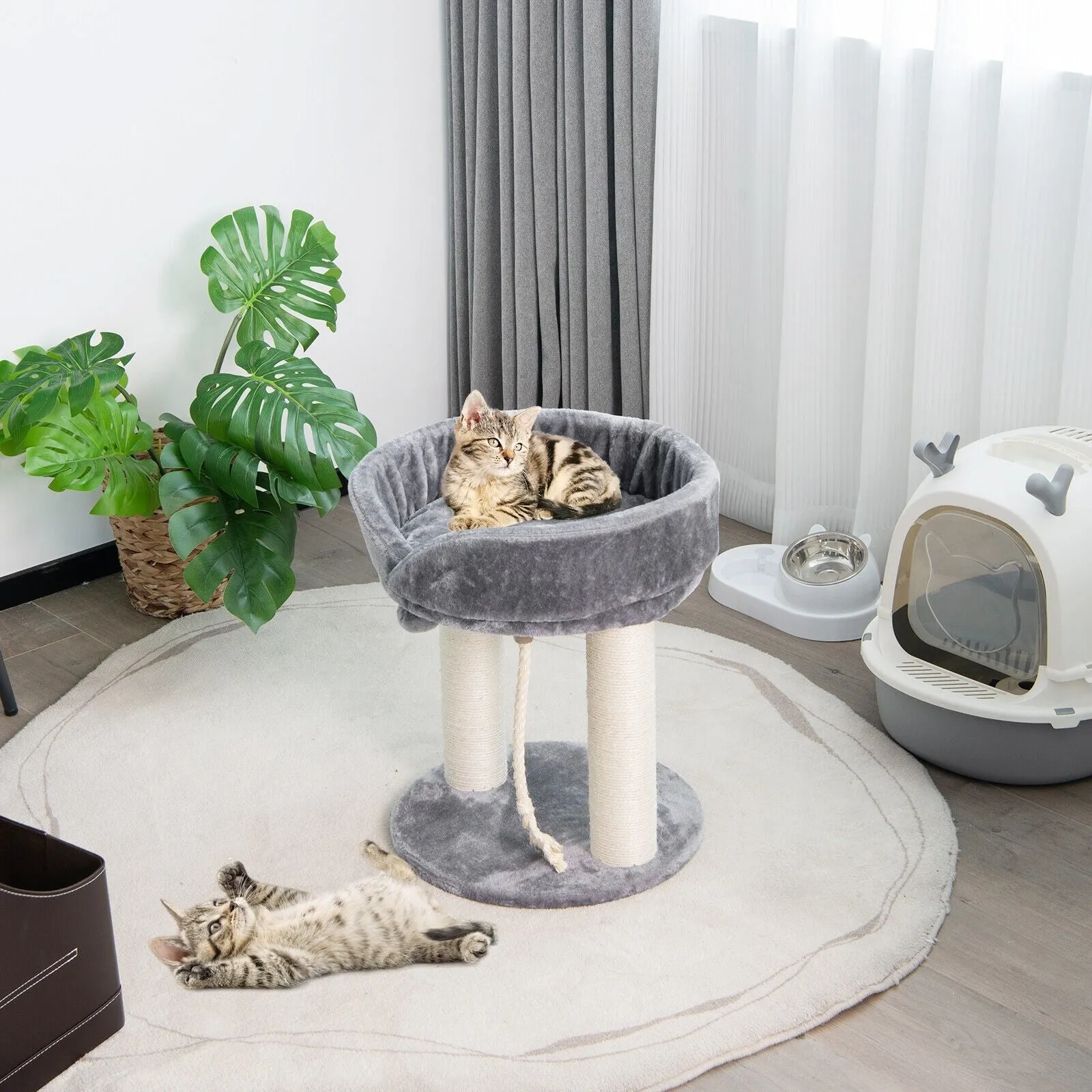 21" Cat Tree with Scratching Posts - Gray