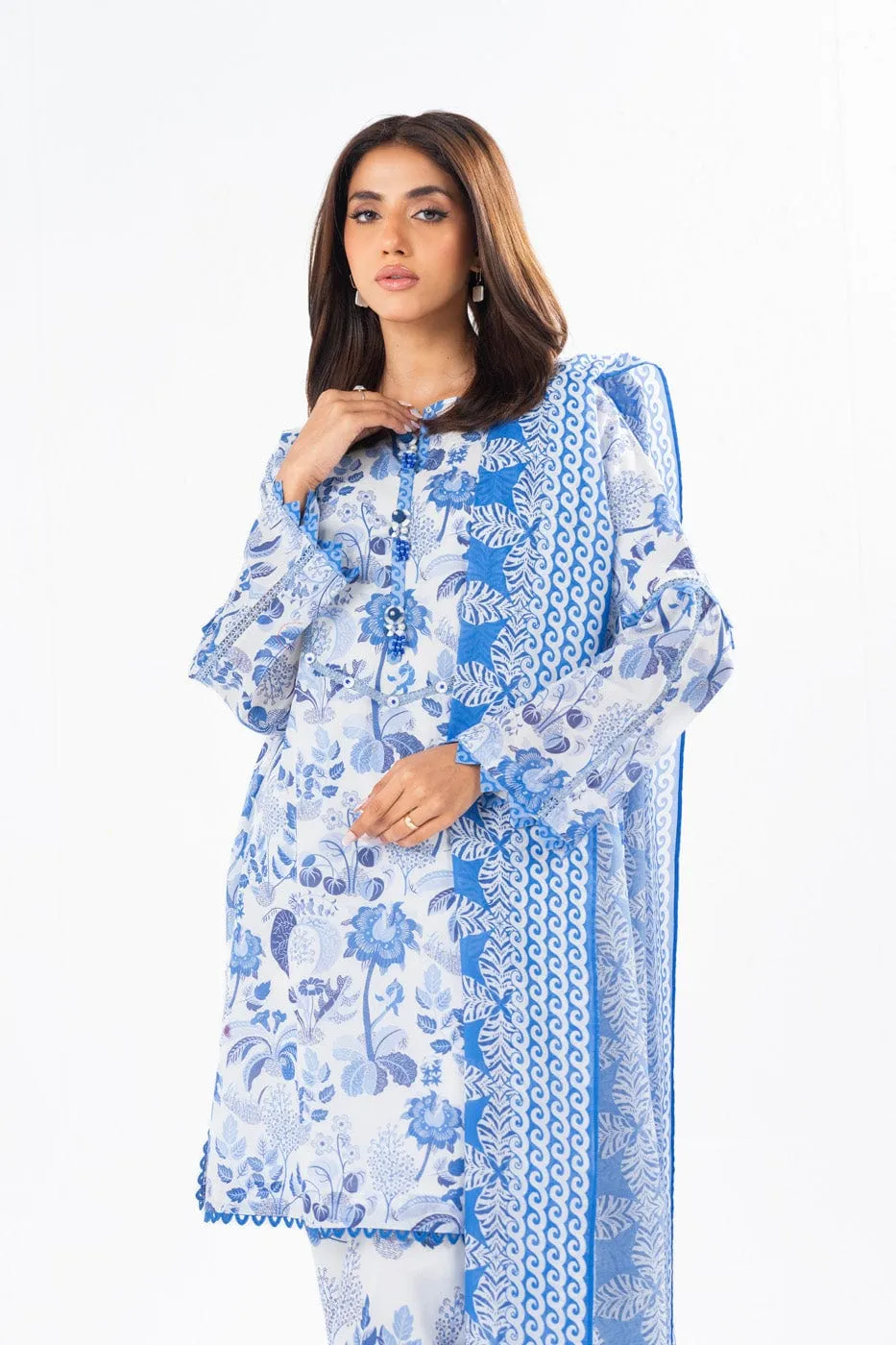 3 Pc Printed Lawn Suit With Printed Lawn Dupatta