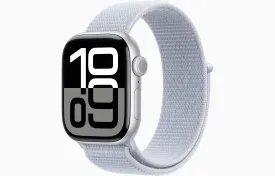 Apple Watch Series 10 GPS 42Mm Silver Aluminium Case, Blue Cloud Sport Loop