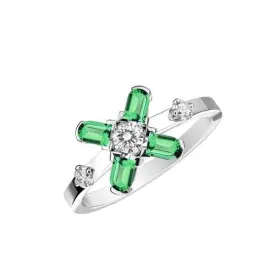 Arch Florale PM Ring, 18k White Gold with DAVIDOR Arch Cut Green Tourmalines and Brilliant Diamonds