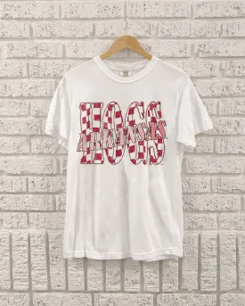 Arkansas Razorbacks Twisted Check White Tee