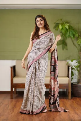 Bagh Hand Block Printed Cotton Saree