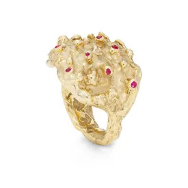 Bespoke Seaweed Spiny Ring with Rubies