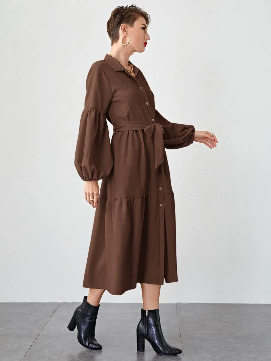 Bishop Sleeve Tie Dress