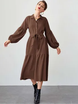 Bishop Sleeve Tie Dress