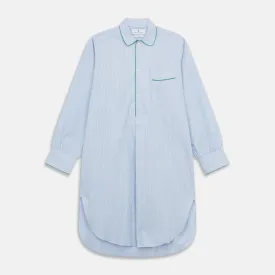 Blue and Green Stripe Poplin Cotton Nightshirt