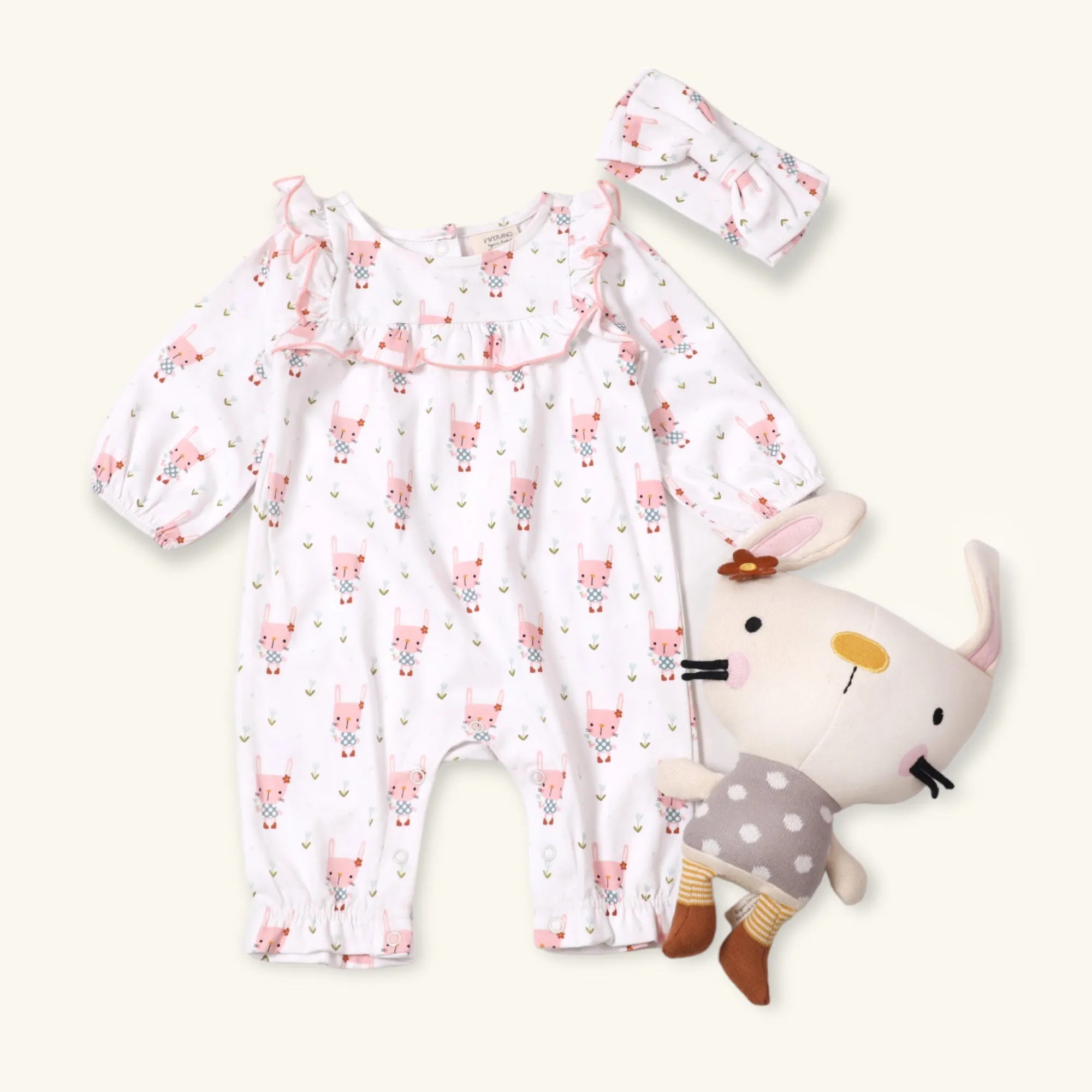 Bunny Ruffle Jumpsuit (Organic Jersey)