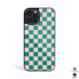 Checkers Pink Green Phone Cover | Glass Case