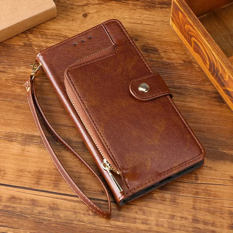 Chokore Leather Wallet Cover with Card Pocket (Brown) for iPhone