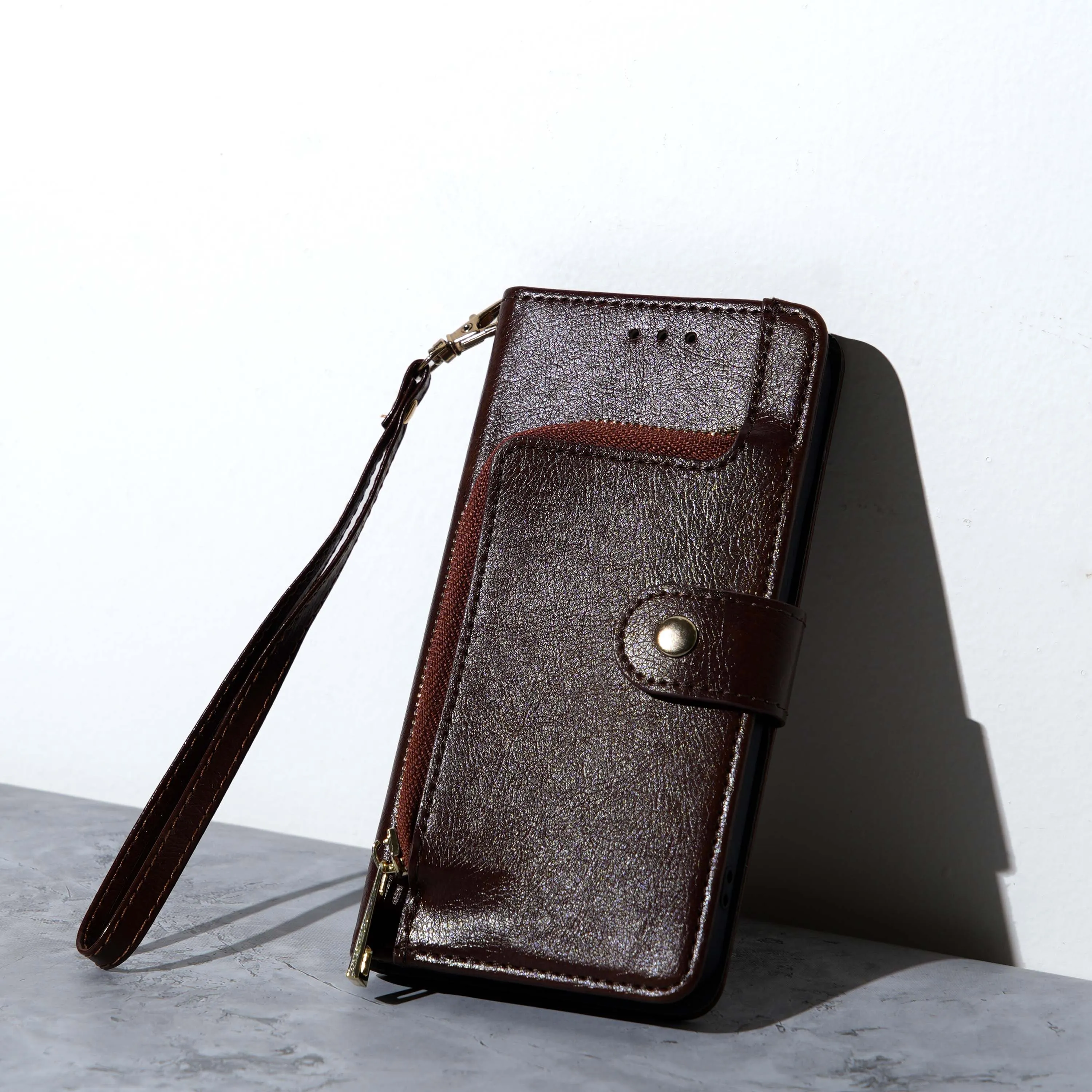 Chokore Leather Wallet Cover with Card Pocket (Brown) for iPhone