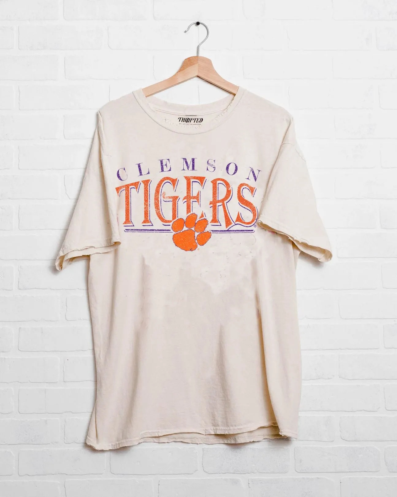 Clemson Tigers 80s Off White Thrifted Tee