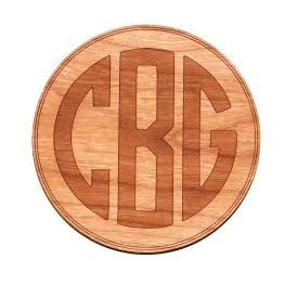 Customizable Wooden Coasters 4" (Circle Monogram) 4-Pack