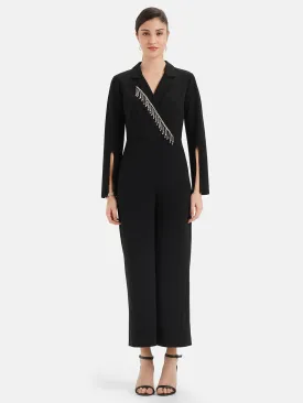 Embellished Lapel Collar Jumpsuit