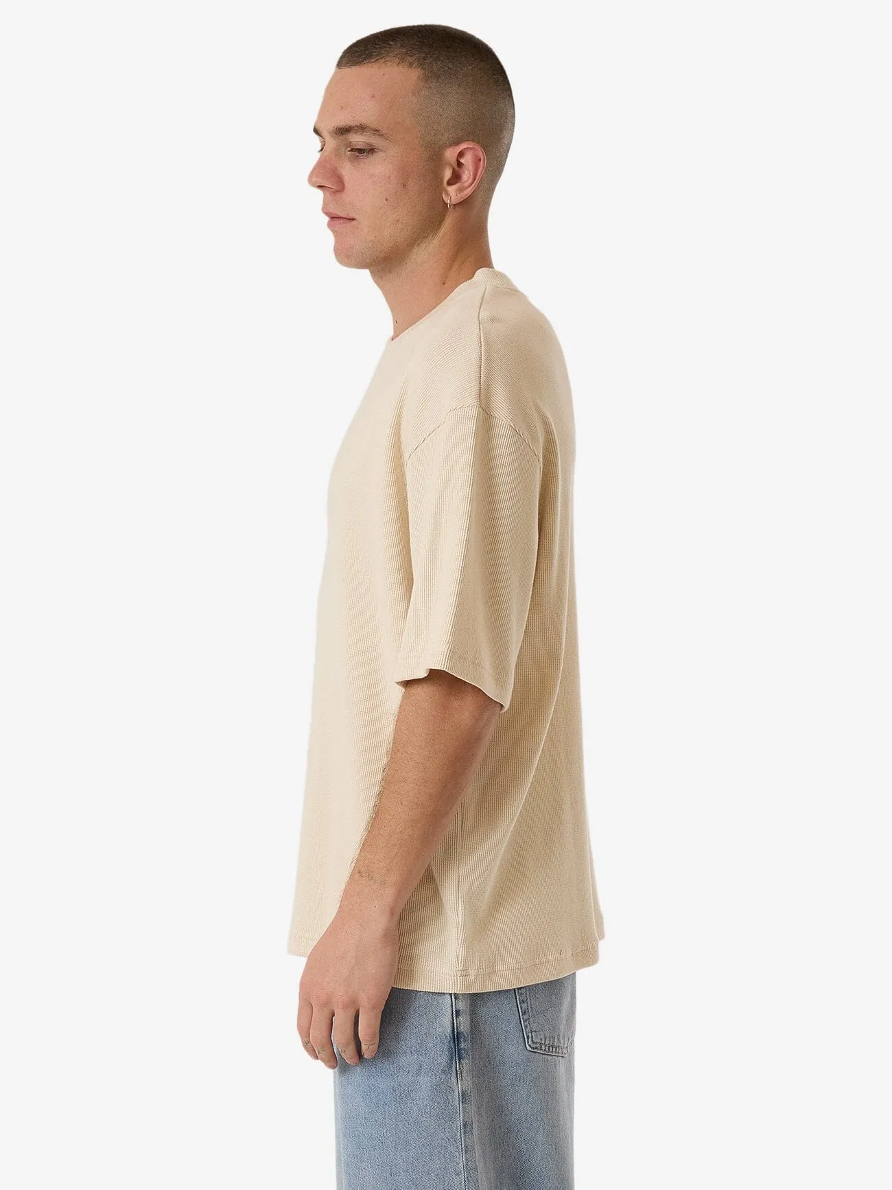 Existencial Waffle Box Fit Oversize Short Tee - Unbleached