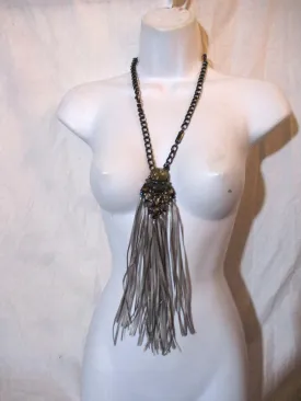 FRINGE TASSEL Ethnic RIBBON Pendant NECKLACE CHOKER Statement Boho Gypsy Hippie