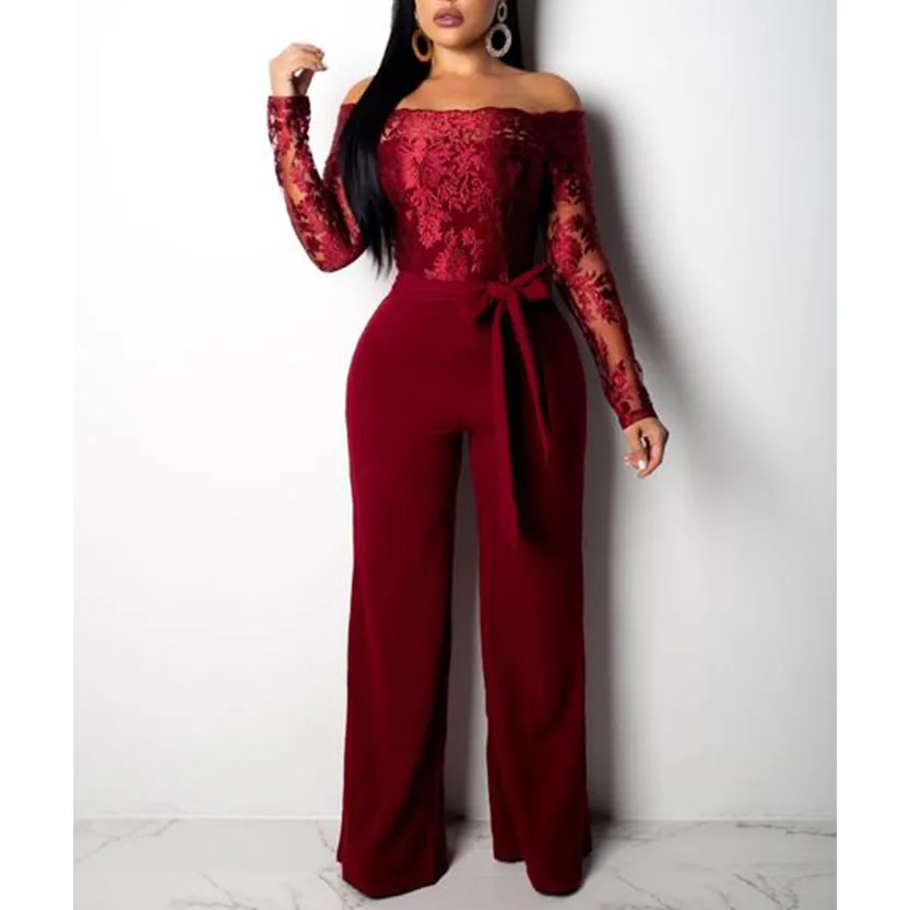 Funki Buys | Pants | Women's Elegant Lace Evening Jumpsuit