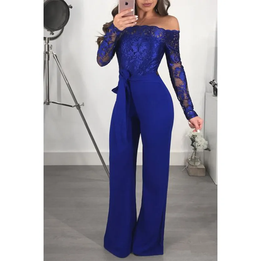 Funki Buys | Pants | Women's Elegant Lace Evening Jumpsuit