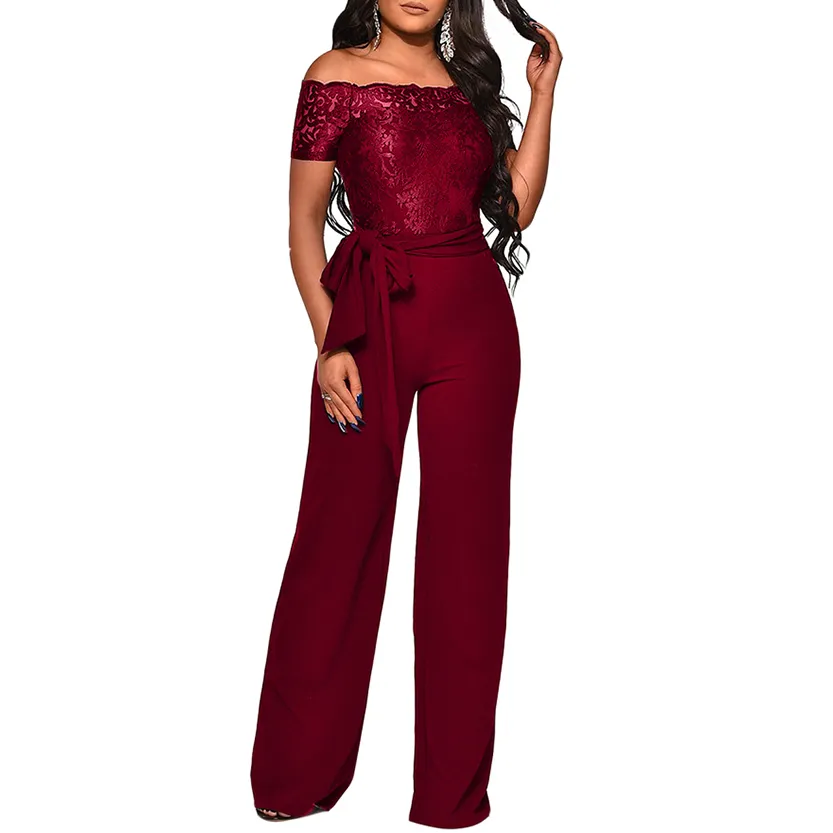 Funki Buys | Pants | Women's Elegant Lace Evening Jumpsuit