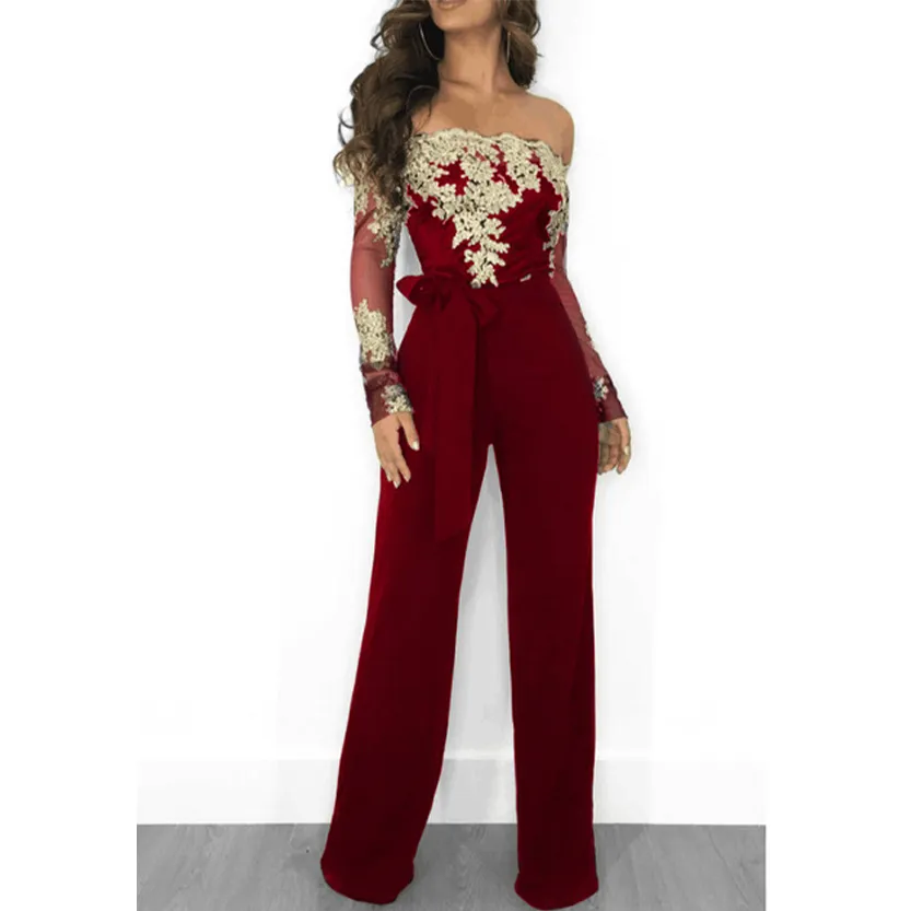 Funki Buys | Pants | Women's Elegant Lace Evening Jumpsuit