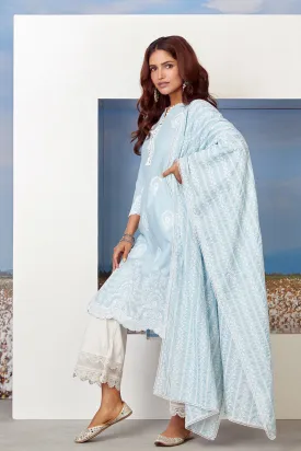 Mulmul Cotton Capella Light Blue Dupatta