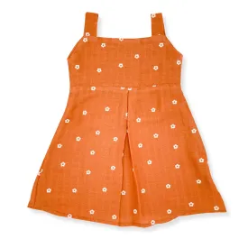 Muslin Frock for Baby Girl -Sleeveless Casual Dress Organic Cotton Apricot