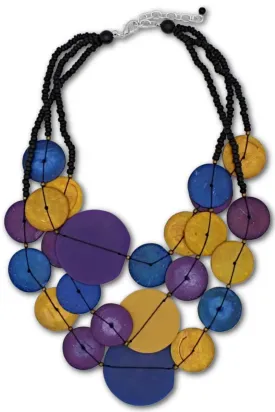 Mustard-Purple-Denim Disc Necklace