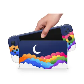 Nintendo Switch Oled Skin Decals - Rainbow Clouds - Wrap Vinyl Sticker