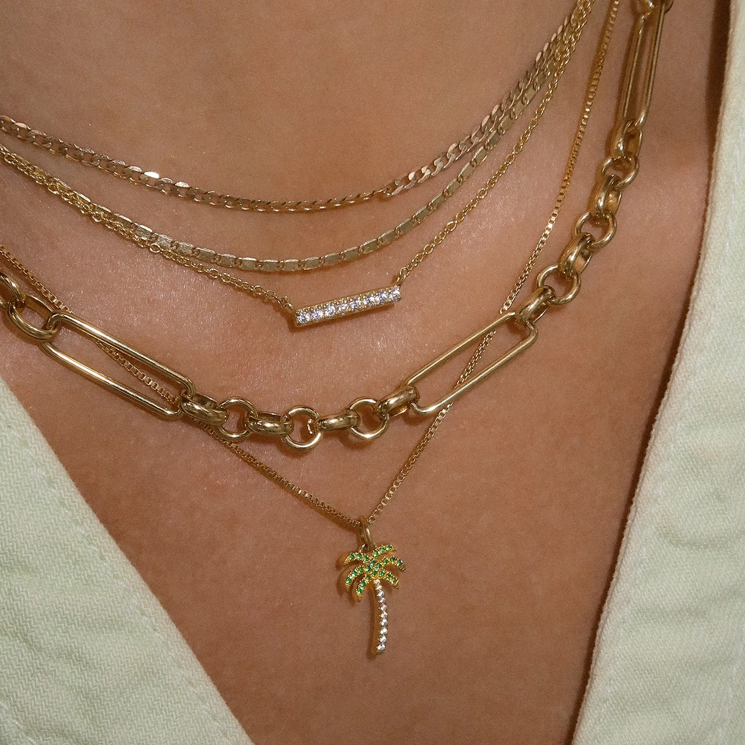 Palm Tree Necklace  | Gold & CZ