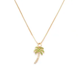 Palm Tree Necklace  | Gold & CZ