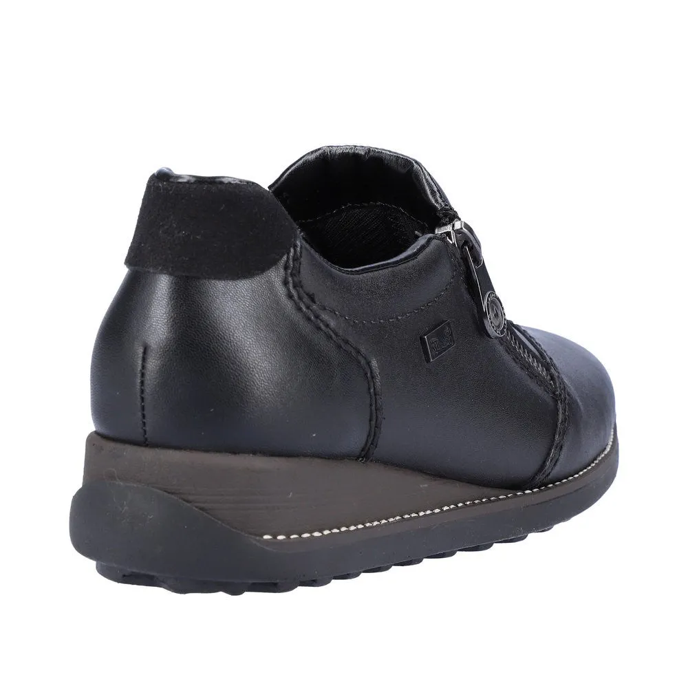 Pantofi casual, dama, RIEKER TEX ANTISTRESS, 44265-00 negru, piele naturala