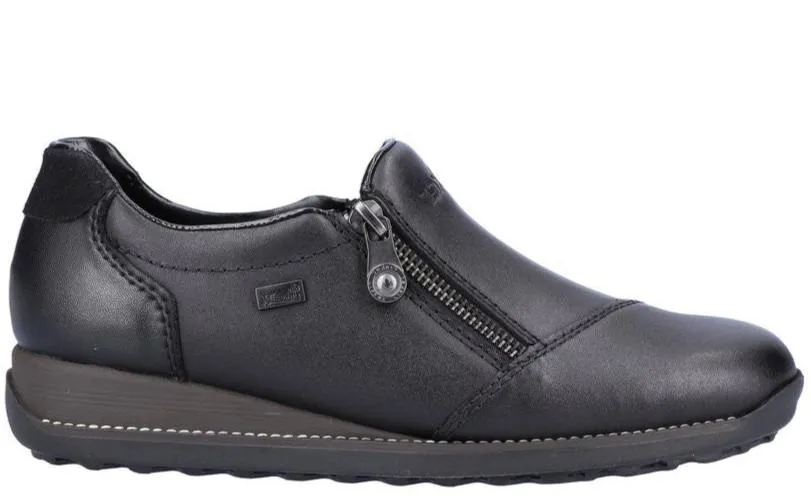 Pantofi casual, dama, RIEKER TEX ANTISTRESS, 44265-00 negru, piele naturala