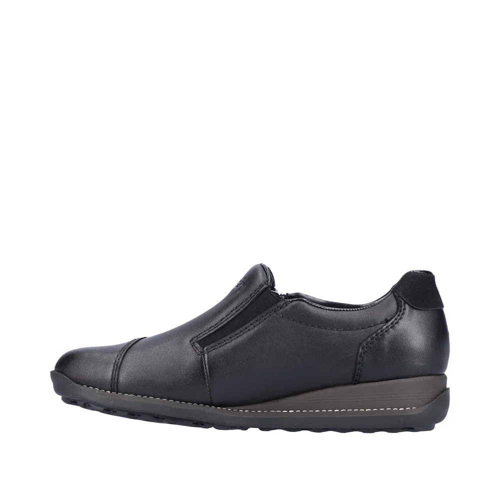 Pantofi casual, dama, RIEKER TEX ANTISTRESS, 44265-00 negru, piele naturala