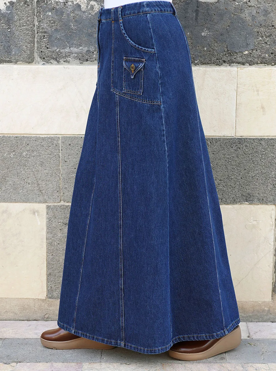 Patch Pocket Denim Skirt