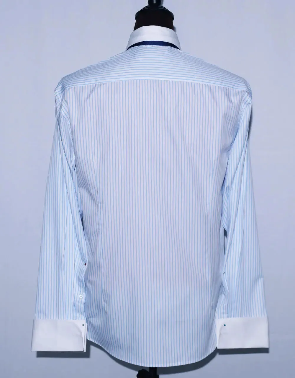 Pin Collar Shirt Light Blue And White Striped