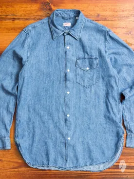 "Ted" Denim Shirt in Bleached Indigo