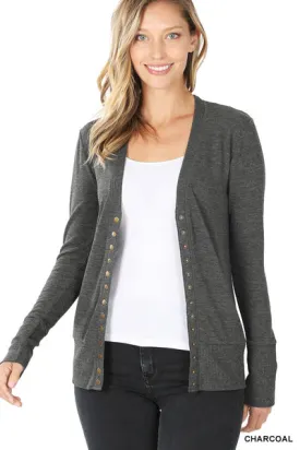 S ONLY It's a Snap Cardigan in Charcoal