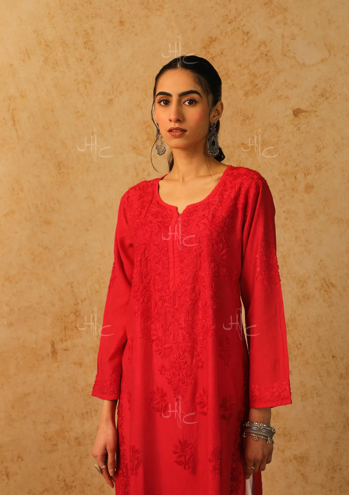 Shab Chikankari Chanderi Straight Kurta