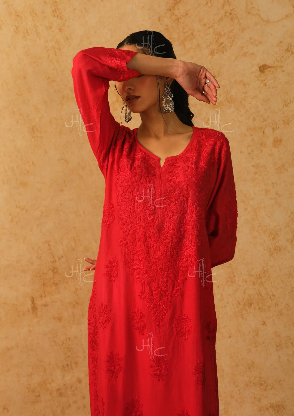 Shab Chikankari Chanderi Straight Kurta