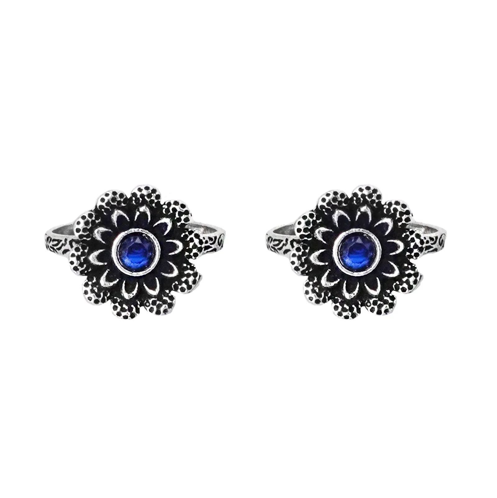 TEEJH AMUKHI BLUE SILVER OXIDISED JEWELRY GIFT SET