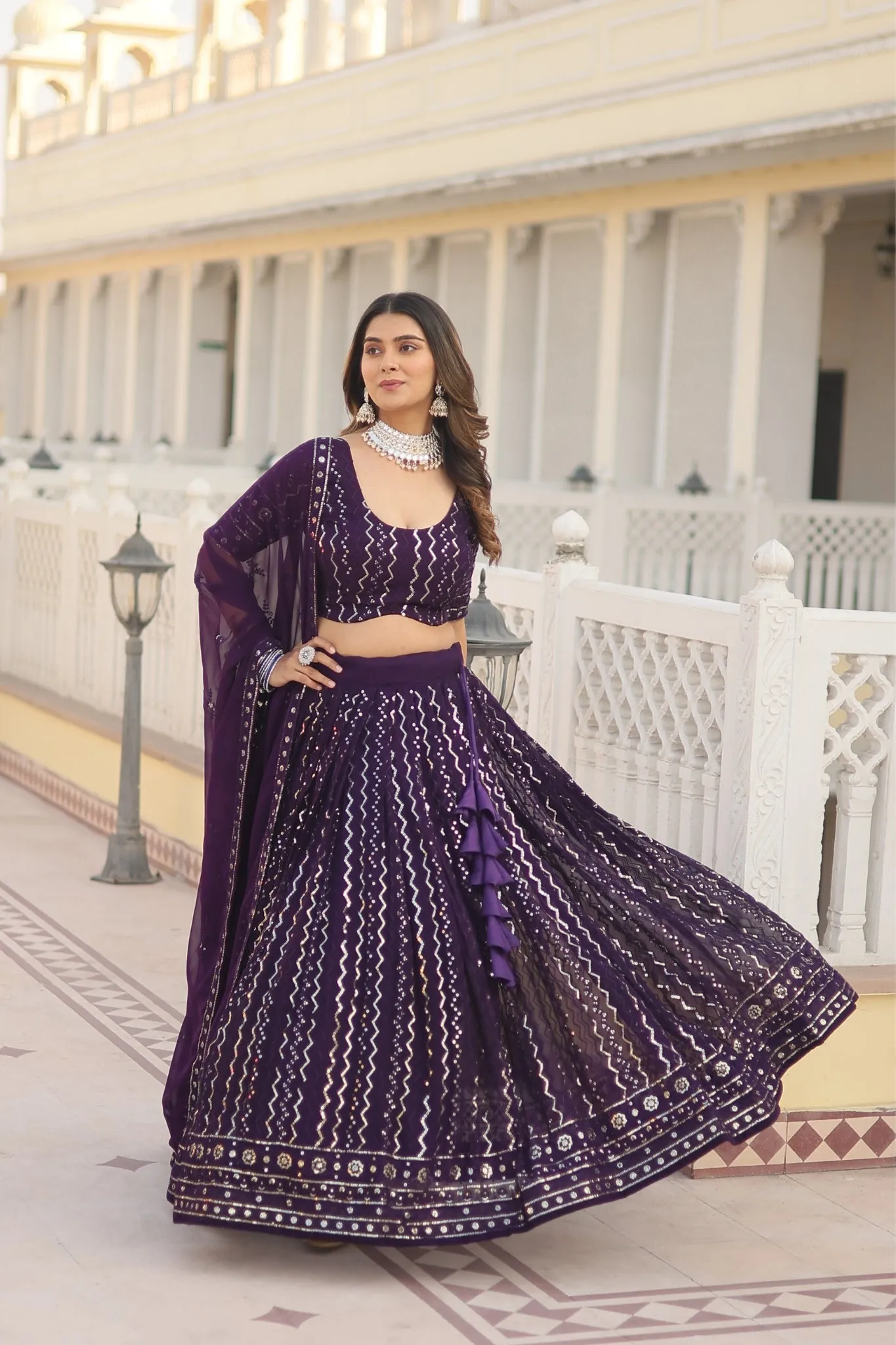 The Stunning Embroidered Work Lehenga Choli With Dupatta