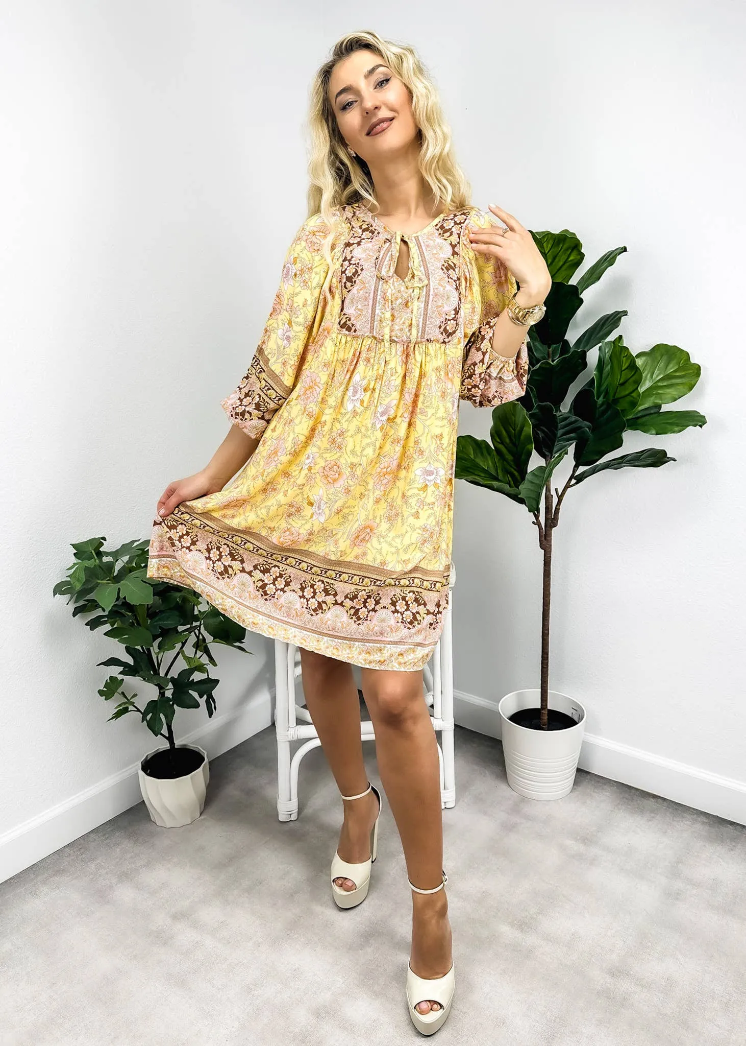 Tie Neck Bohemian Dress