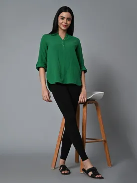 Women's Green Cotton Regular Fit Blouse