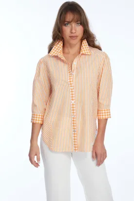 Women's Orange & White Stripe Tencel Shirt HEIDI | LIOR